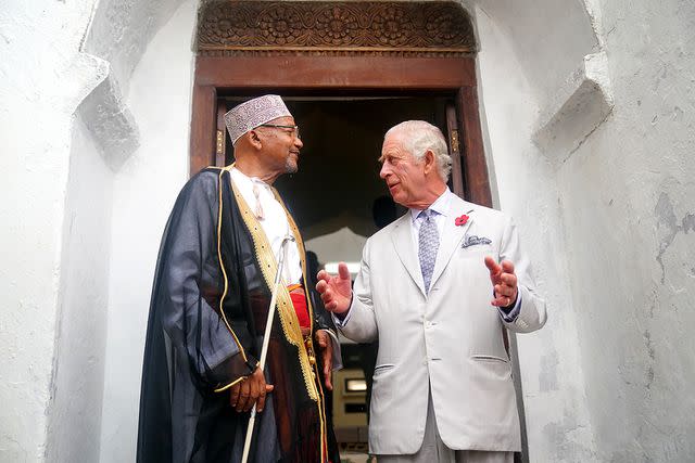 <p>Victoria Jones - Pool/Getty</p> King Charles visits Mandhry Mosque in Mombasa County on November 3.