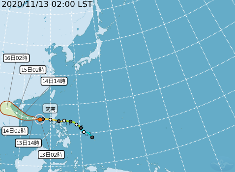 梵高預測路徑。（圖／中央氣象局）