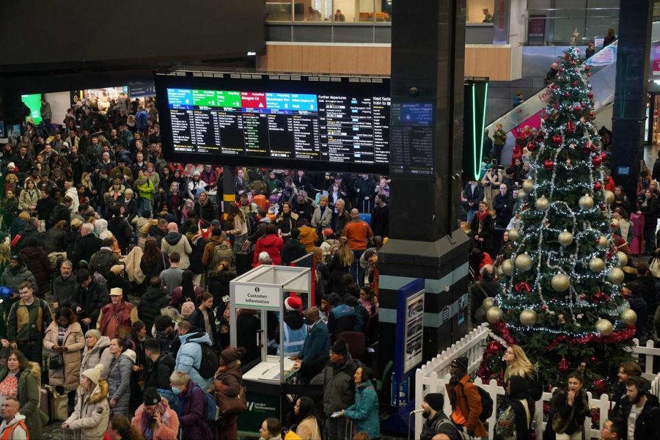 A packed Euston station on Friday (PA)