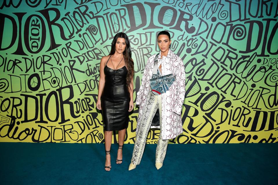 Kourtney and Kim Kardashian on the red carpet