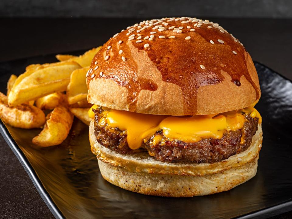 Burger with cheddar cheese