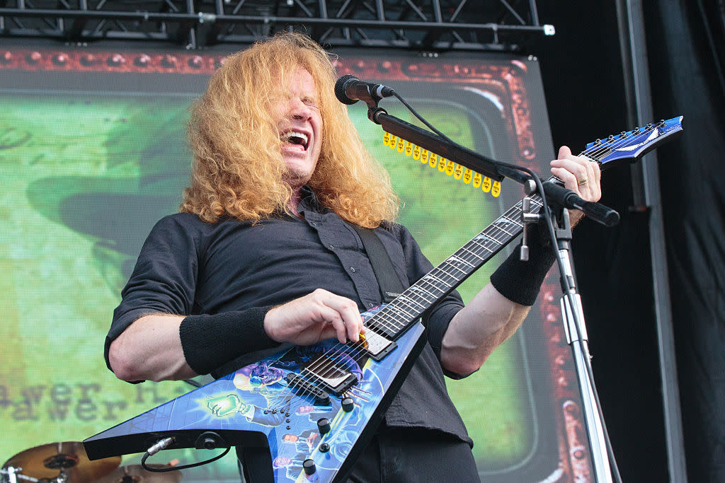 SAN ANTONIO, TX - MAY 29: Dave Mustaine of the band Megadeth performed onstage during River City Rockfest at AT&T Center on May 29, 2016 in San Antonio, Texas. (Photo by Suzanne Cordeiro#476897#51B ED/FilmMagic)