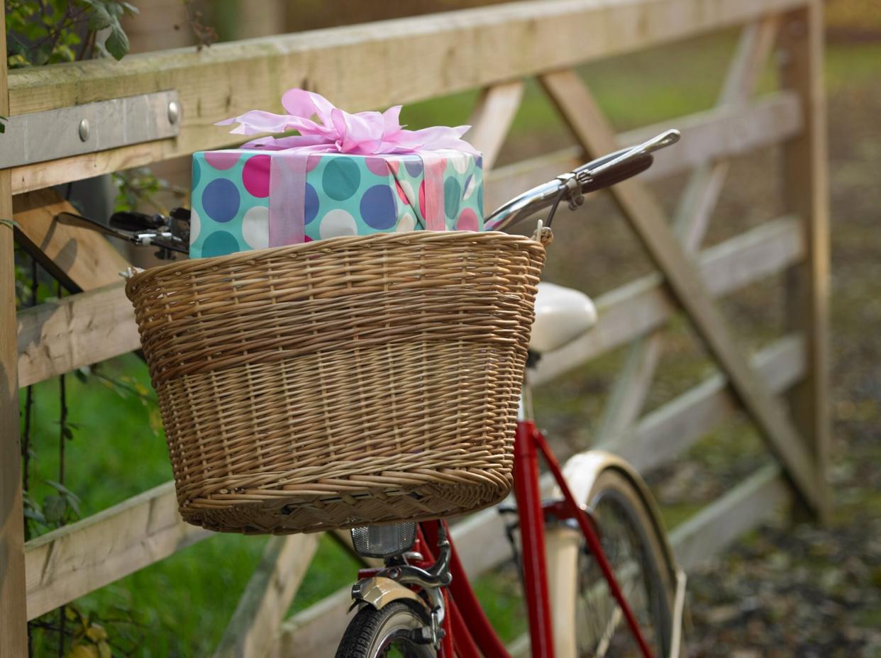 Bike with Birthday Gift in Basket