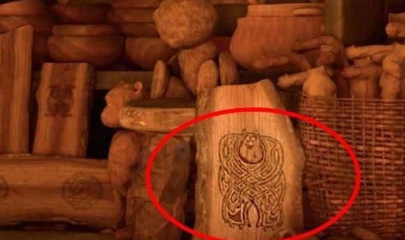 A carving of Sully from "Monsters Inc." in "Brave"