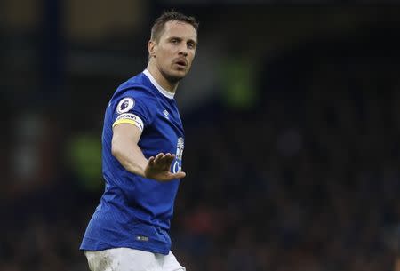 FILE PHOTO: Britain Football Soccer - Everton v West Bromwich Albion - Premier League - Goodison Park - 11/3/17 Everton's Phil Jagielka Reuters / Phil Noble Livepic