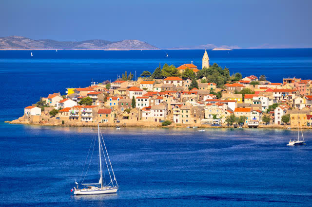 Scenic old Adriatic town of Primosten view, Dalmatia region of Croatia