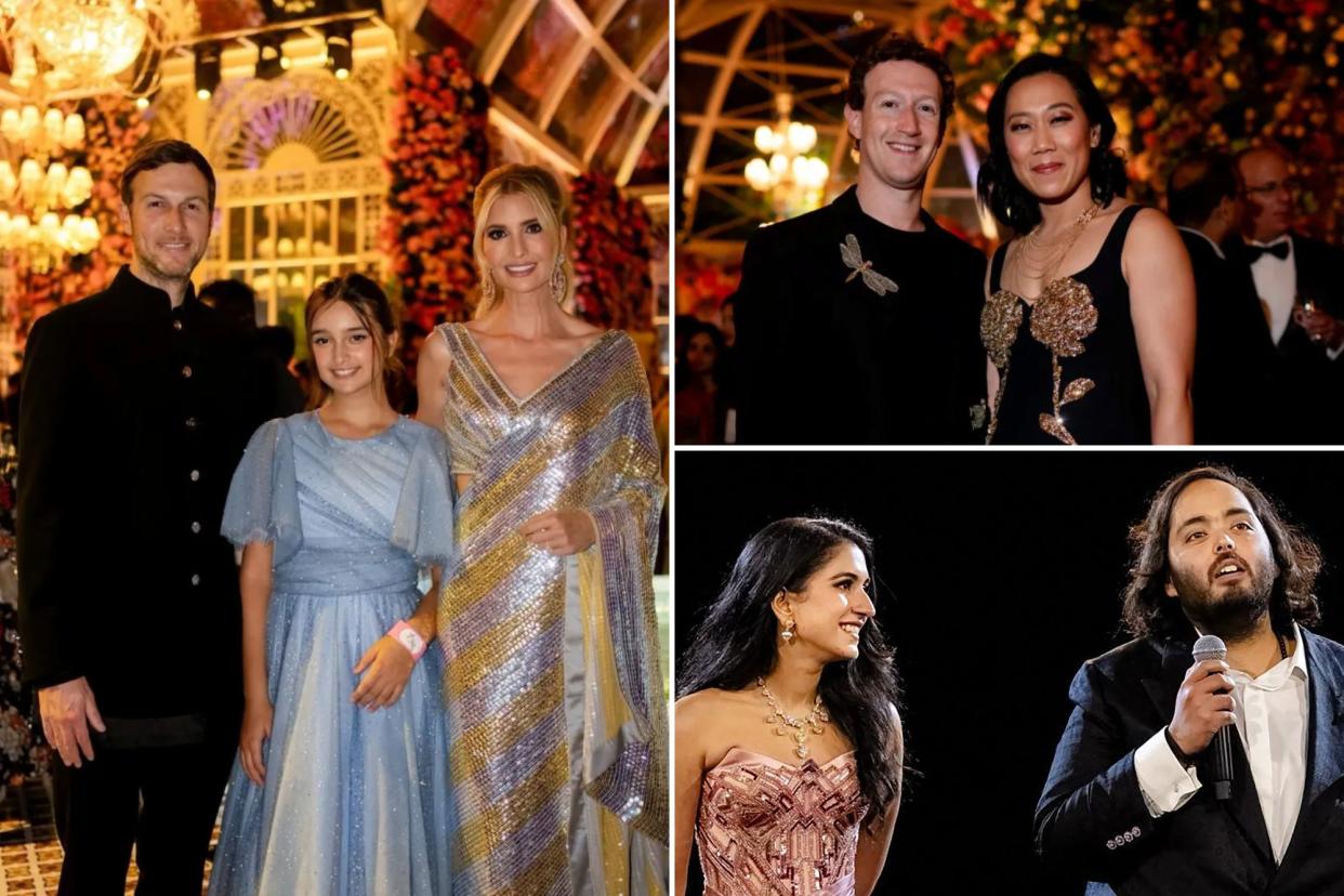 The world's richest and most powerful people are partying up a storm in Jamanagar, India as part of a 3-day, $120 million bash to celebrate the impending wedding of billionaire Anant Ambani and his bride-to-be Radhika Merchant (bottom right).