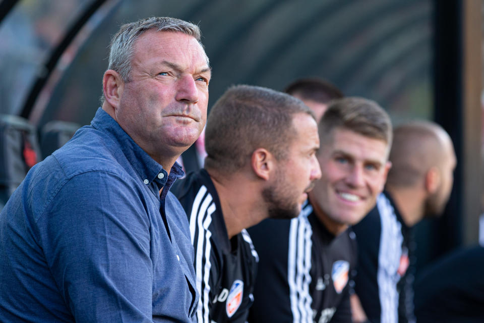 FC Cincinnati head coach Ron Jans said he was singing along to a song in the locker room. (Photo by Adam Lacy/Icon Sportswire via Getty Images)