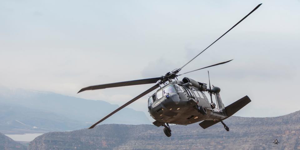 A Black Hawk military helicopter.