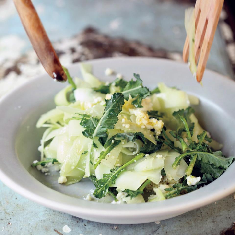 Shaved Broccoli Stalk Salad with Lime & Cotija
