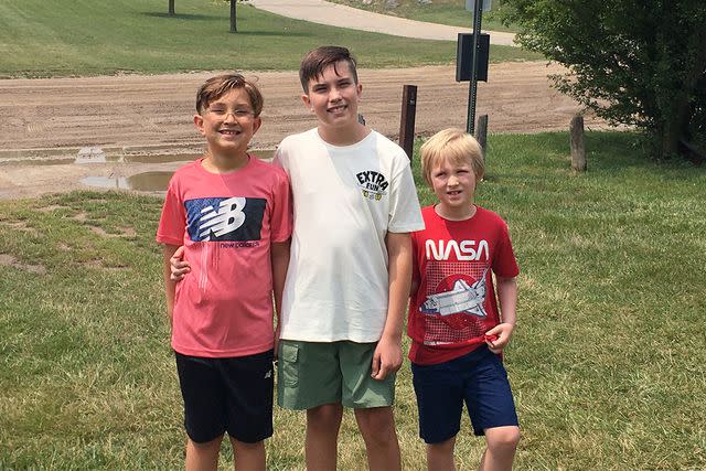 <p>Courtesy Sylese Roche</p> “They’re a team,” says Sylese Roche, whose sons Weston (left) and Noah (center) saved friend Griffin (right) in June