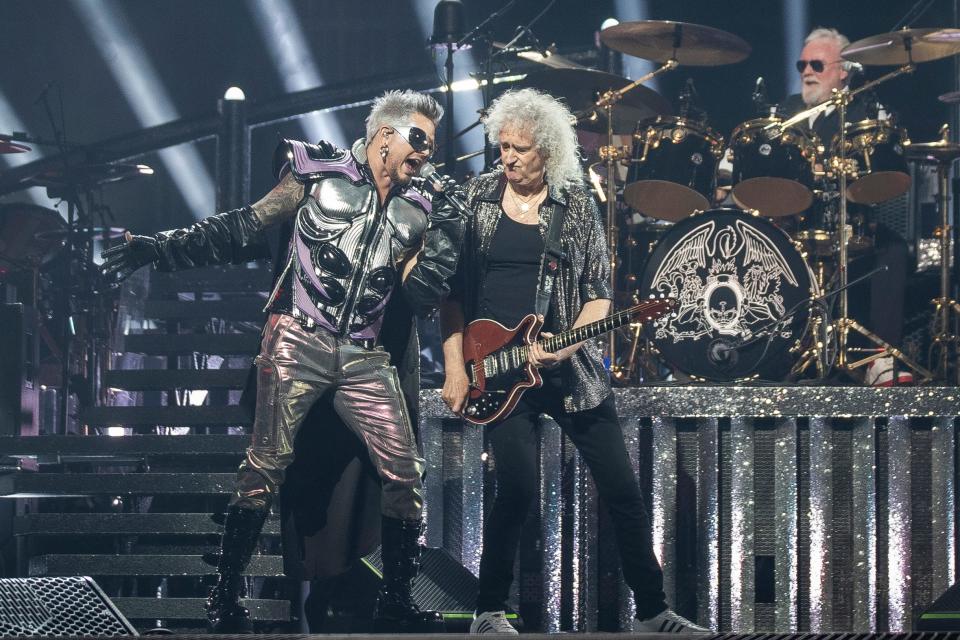 Queen + Adam Lambert perform during the Rhapsody Tour at Little Caesars Arena in Detroit on Tuesday, Oct. 10, 2023.