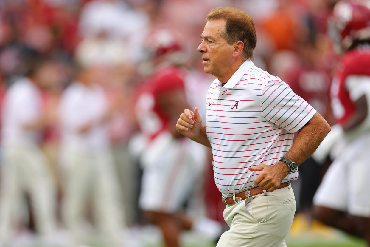 Alabama’s Nick Saban makes the most of any college football coach this year. (Kevin C. Cox/Getty Images)