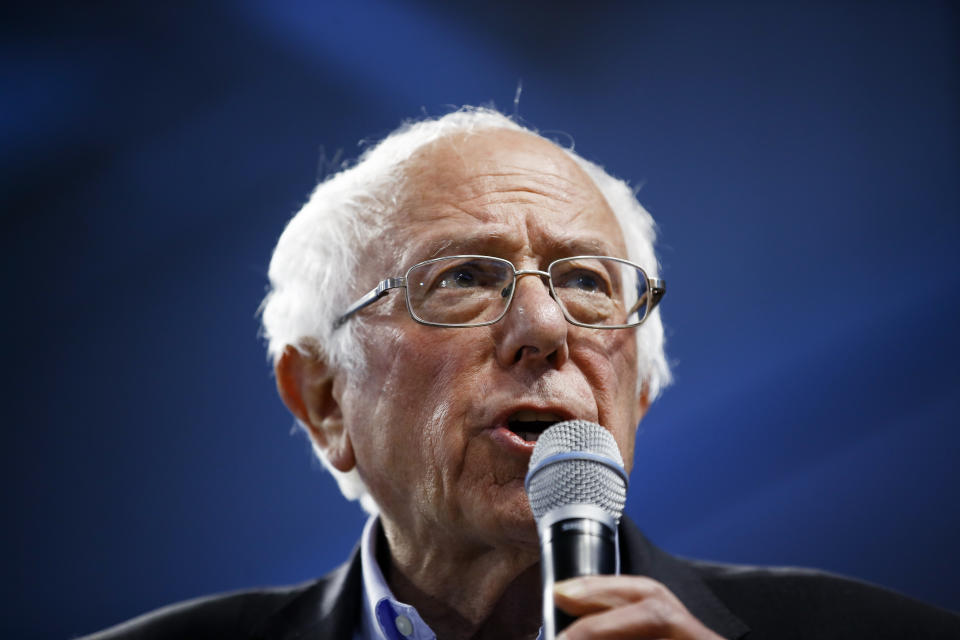 Democratic presidential candidate Sen. Bernie Sanders, I-Vt., speaks during a campaign event, Thursday, Feb. 27, 2020, in Spartanburg, S.C. (AP Photo/Matt Rourke)