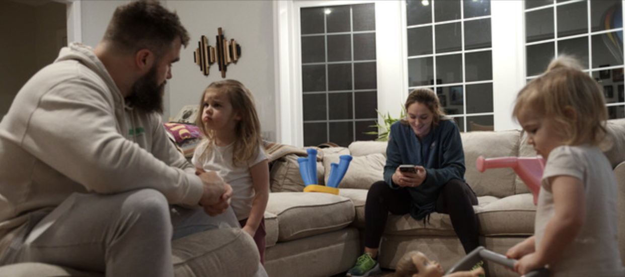 Jason Kelce's daughters have no problem laying down the law. (Prime Video) 