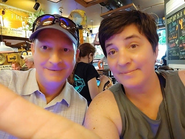 Matt Oakley, left, and his wife Trish during happier times. This photo was taken two years ago during a vacation to Bar Harbor Maine. Matt and Trish were on Fort Myers Beach when Hurricane Ian hit Southwest Florida on Sept, 28, 2022.