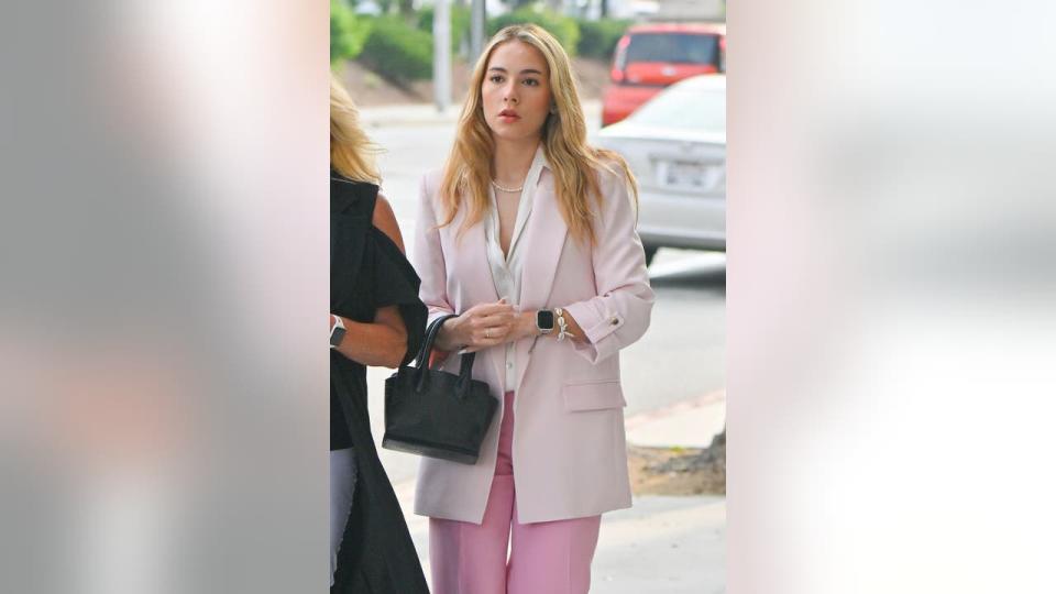 <div>Haley Pullos is seen arriving at court on September 21, 2023 in Pasadena, California. (Photo by MEGA/GC Images)</div>