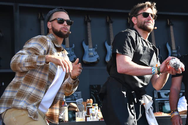 <p>London Entertainment / SplashNews</p> Stephen Curry and Bradley Cooper at BottleRock Napa Valley