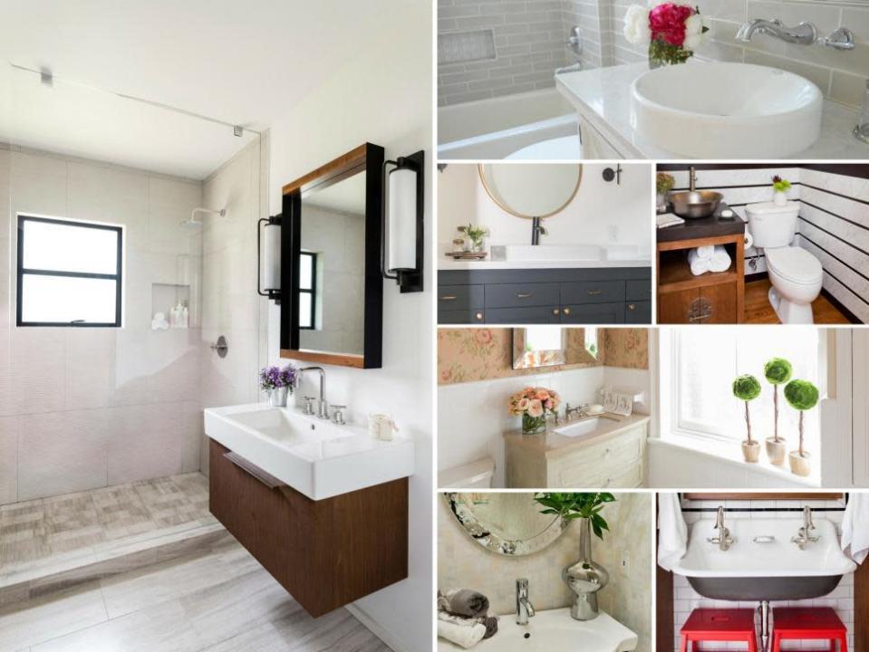 With $5,000 or less, seven designers dramatically overhaul seven dreary and outdated bathrooms. See the before-and-after photos and steal their budget-friendly ideas for your own bath remodel.