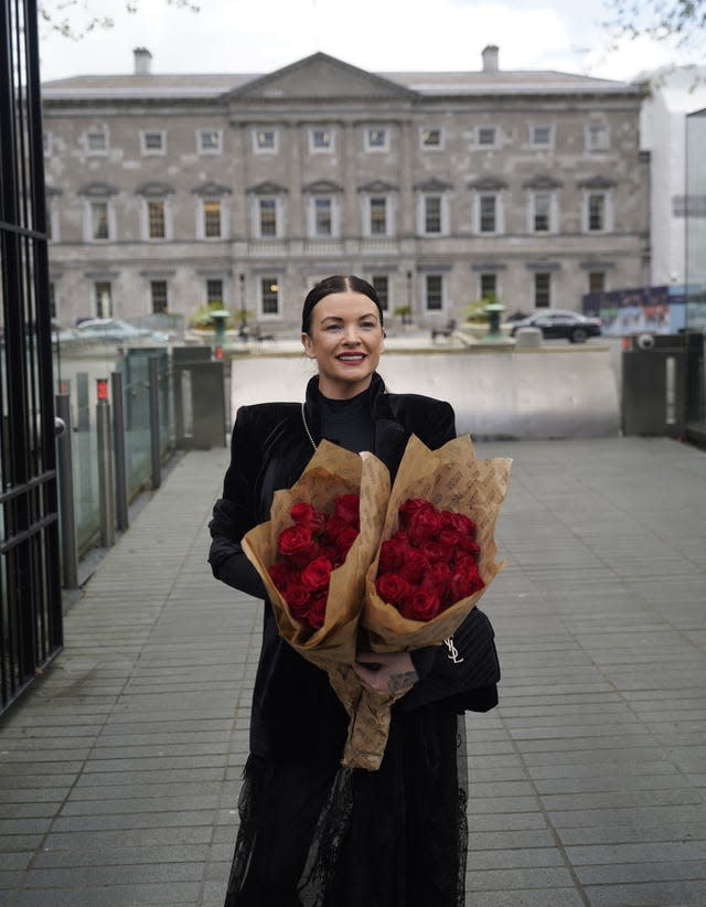 Lisa Lawlor, who was 17 months old when her parents Francis and Maureen Lawlor died in the Stardust fire, arrives at Leinster House, Dublin 