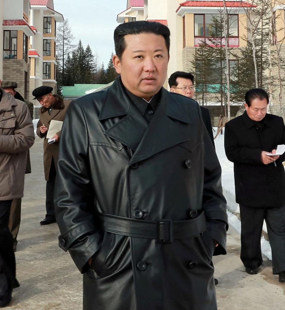 <div class="inline-image__caption"><p>Kim Jong Un shows off his jacket in the snow in Samjiyon City, North Korea.</p></div> <div class="inline-image__credit">North Korean news agency, via Reuters</div>