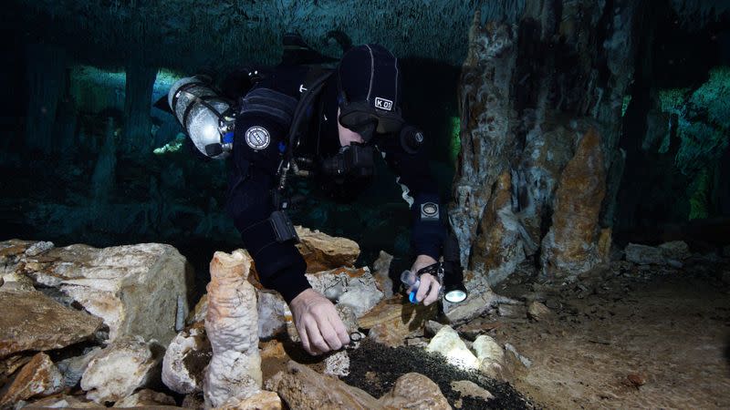 Ochre mine found in an underwater cave in Mexico's Yucatan Peninsula