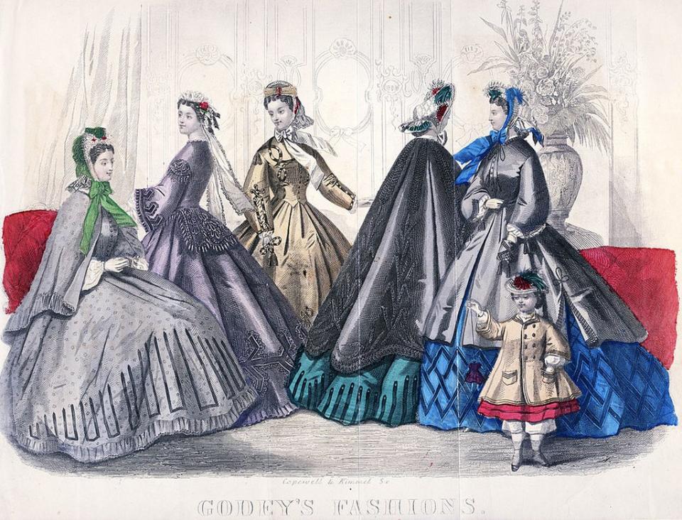 Ilustración sobre moda en el Godey's Lady's Book de 1860.