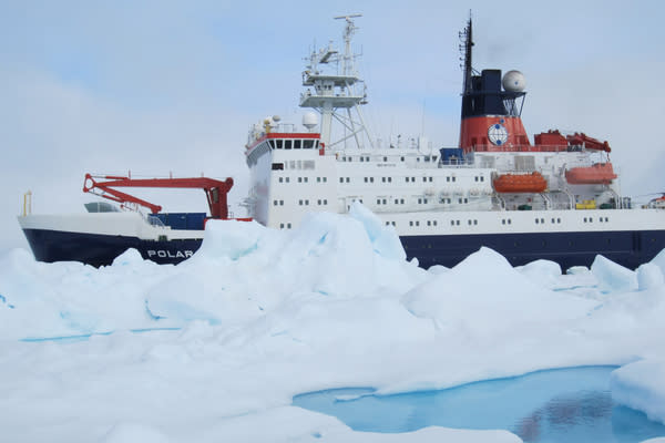 A research vessel used during an Arctic expedition to map sea ice in 3D.