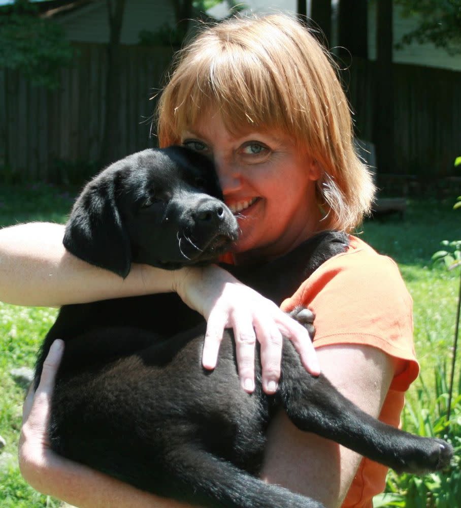 Waters with her puppy, Hudson.