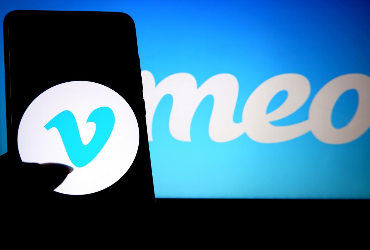 Vimeo video platform logo on desktop and mobile