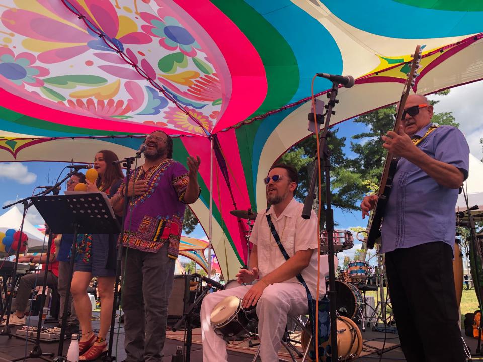 The local Latin-soul fusion band Lalo Cura peforms Saturday, Sept. 9, 2023, at Fusion Fest at Howard Park in South Bend.