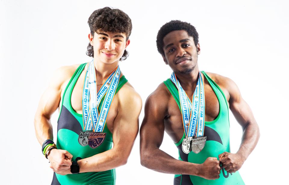 Christian DeSanctis and Chello Antoine both on the  Fort Myers boys weightlifting team are on the News-Press All-Area team for 2023.  