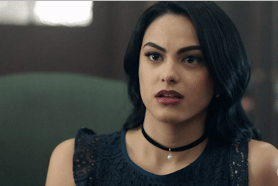 camila mendes looking startled and annoyed