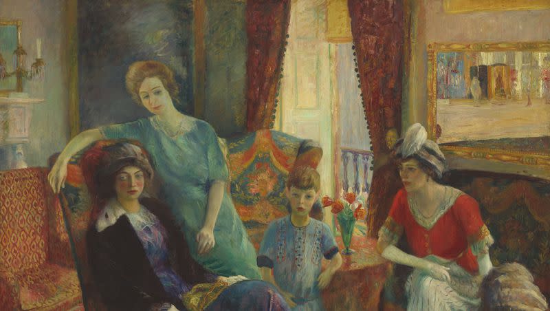 Oil on canvas of a family, “Family Group,” painted by William James Glackens.