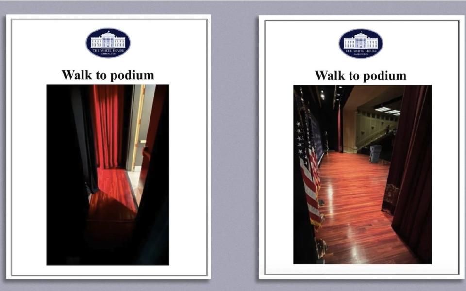 Documents prepared by White House to aid Joe Biden at an event