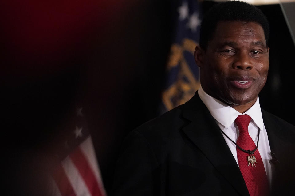 U.S. Senate candidate Herschel Walker speaks to supporters during an election night watch party, Tuesday, May 24, 2022, in Atlanta. Walker won the Republican nomination for U.S. Senate in Georgia's primary election. (AP Photo/Brynn Anderson)