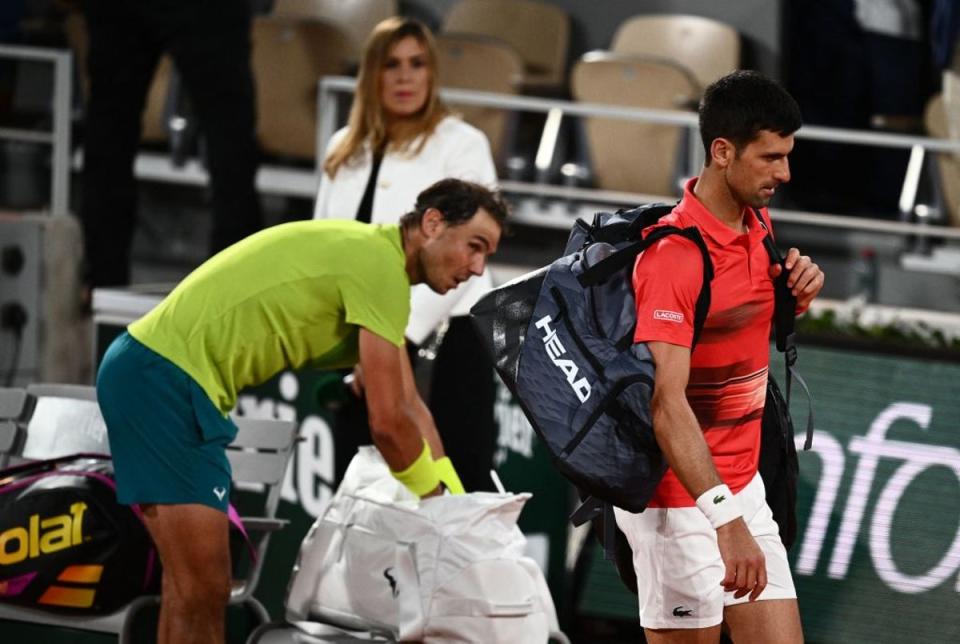 Novak Djokovic was beaten in the French Open quarter-finals by his great rival Rafael Nadal   (AFP via Getty Images)