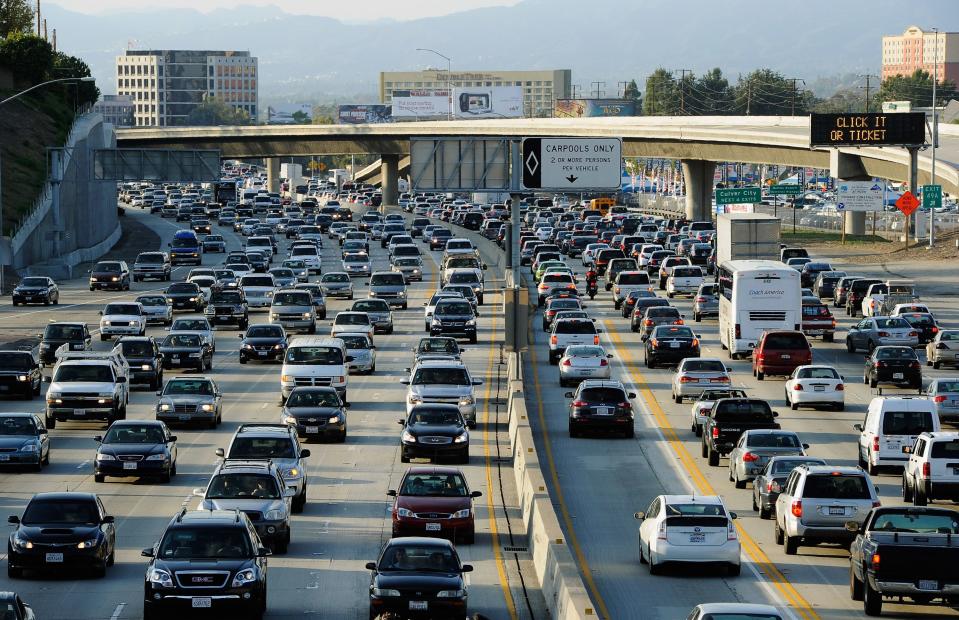 A Los Angeles-area freeway in a file photo. California has notoriously bad traffic and air quality.