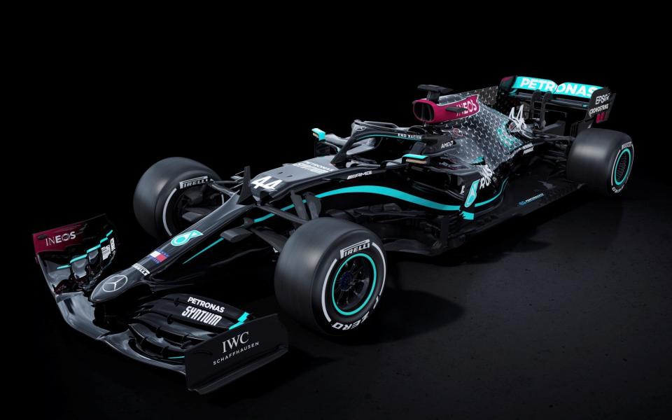 A black-liveried Mercedes Formula One car for the 2020 season is seen in a handout image, released on June 29, 2020, as part of a public pledge to further improve diversity within the team and the world of motorsport. - Reuters/Mercedes F1