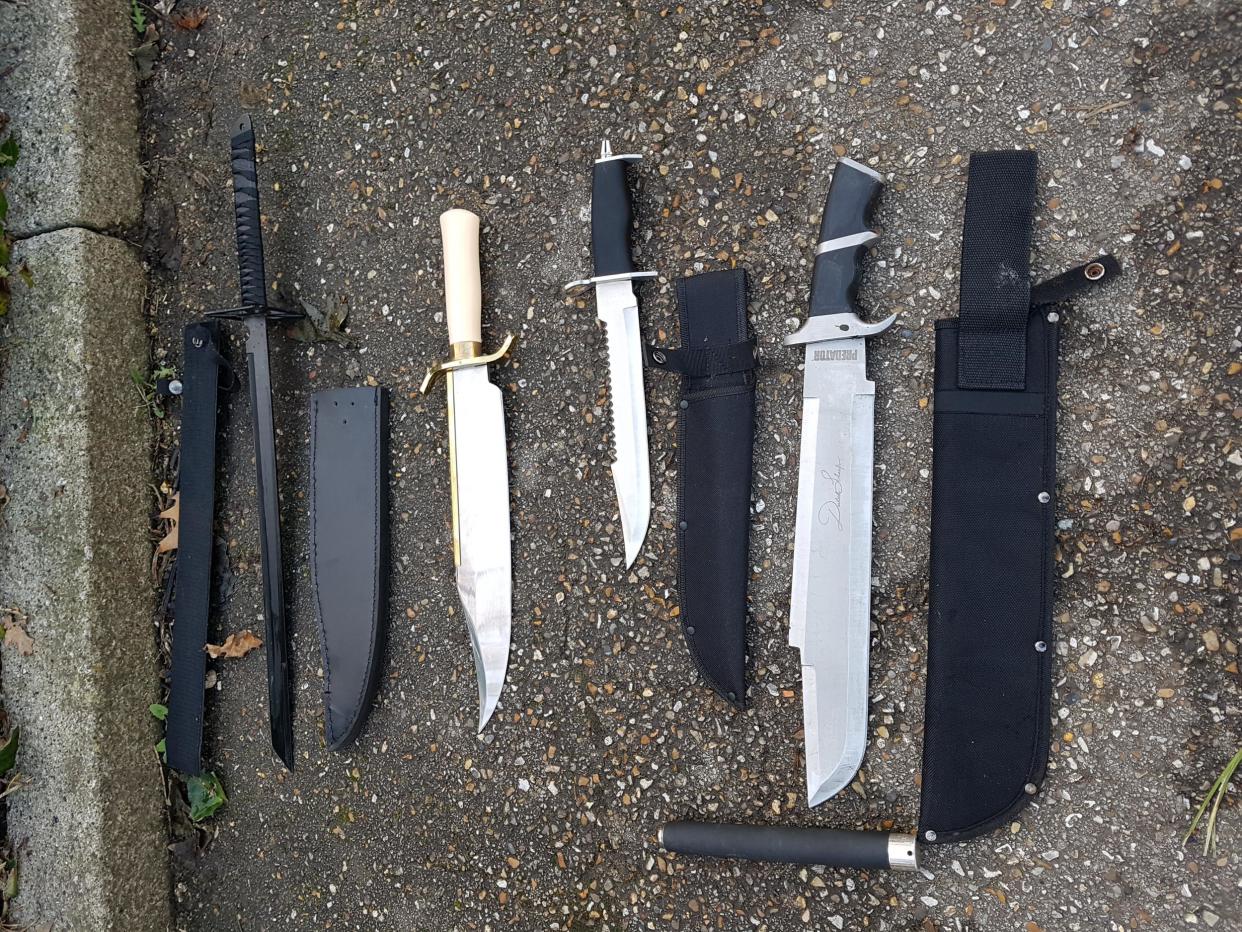 Knives recovered from hedges in a playground and surrounding park in Crouch Hill, London, in January 2020: Metropolitan Police