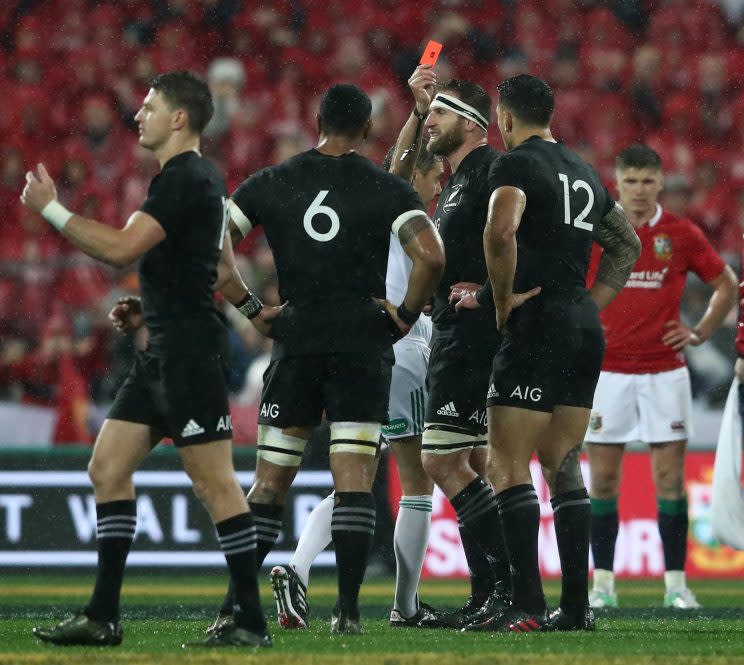 All Blacks' Sonny Bill Williams is sent off after review in Saturday's defeat to the Lions