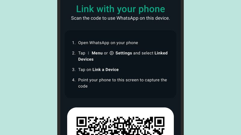 WhatsApp link to phone screenshot