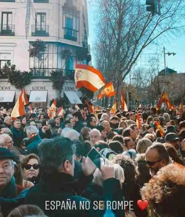 'Stories' de María Pombo en la manifestación convocada por VOX. (Foto: Instagram / @mariapombo)