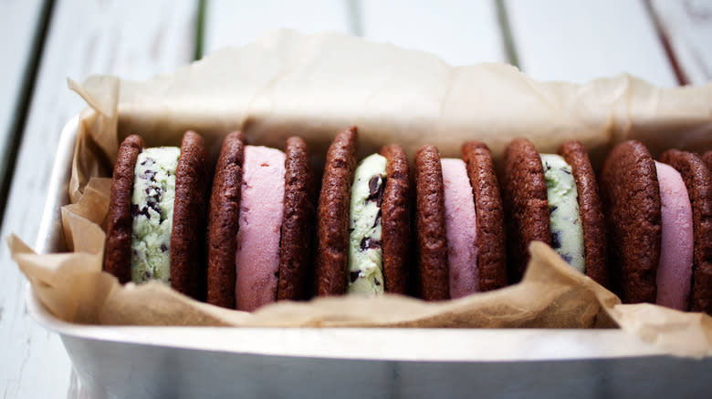 Ice cream sandwiches in parchment