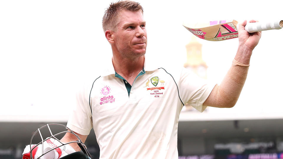 David Warner, pictured here after his century against New Zealand at the SCG.