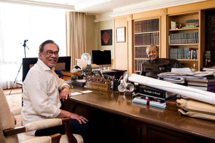 File photo showing Datuk Seri Anwar Ibrahim (left) and Tun Dr Mahathir Mohamad in Putrajaya February 7, 2019. — Picture via Facebook/ Anwar Ibrahim