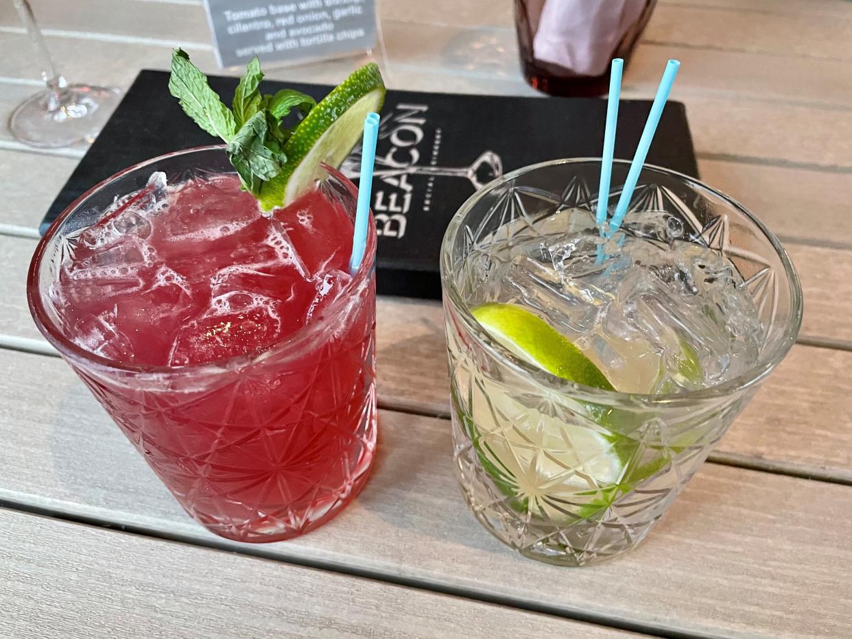 The "Tootie's Donation" cocktail, left, and the "Grand Light Parade" from Beacon Social Drinkery at the Luminary Hotel in downtown Fort Myers.