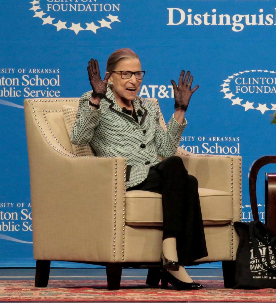 Supreme Court Justice Ruth Bader Ginsburg, here in North Little Rock, Ark., in September, has been traveling and speaking out since her fourth cancer diagnosis to assert her vitality.