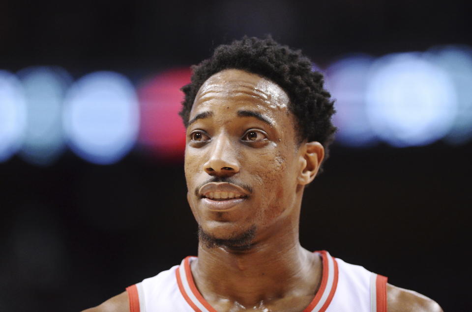 DeMar DeRozan highlights this week’s look at recent risers and fallers in fantasy hoops (AP).