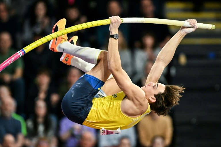 Armand Duplantis soars to victory in the world indoor championships in Glasgow in March and has a second Olympic gold in his sights this year (Ben Stansall)